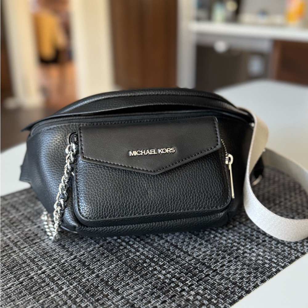 Michael Kors Black Crossbody Bag with Chain Detail